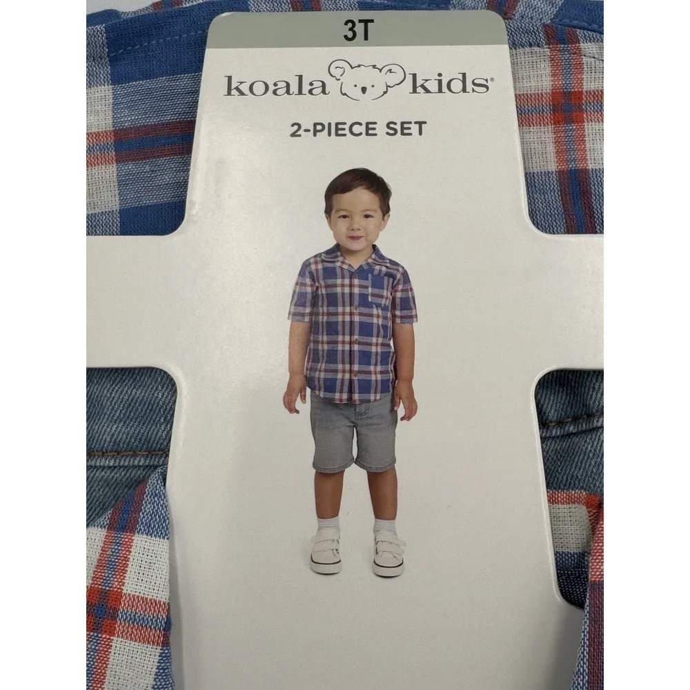Koala Kids Boys Girls Shirt Shorts Blue Multicolor 2-Piece Set Unisex, 3T - Picture 3 of 3